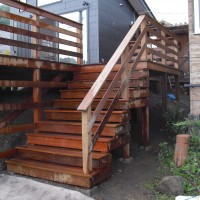 手摺り付き階段 ウッドデッキ用木材の専門店木工ランド